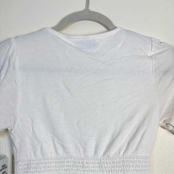 Urban Outfitters Womens White Smocked Crop Top NEW XS Stretch Y2K Casual Ruffle - Picture 8 of 8